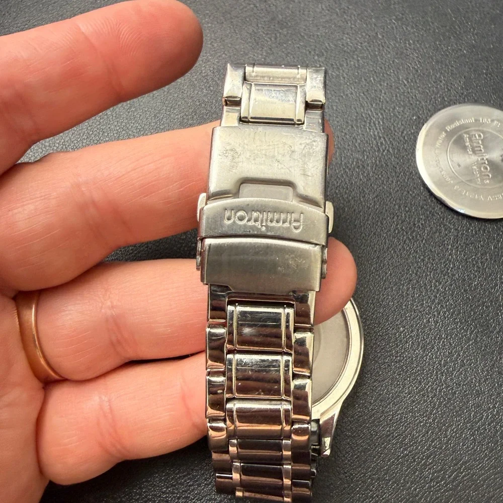 Armitron‎ 20/4718SV Men's Black Dial Analog Bracelet Watch WORKING FOR PARTS